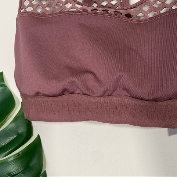 PINK VICTORIA'S SECRET Ultimate Unlined Mesh Sports Bra Cocoa Powder Mauve Small - Picture 4 of 9